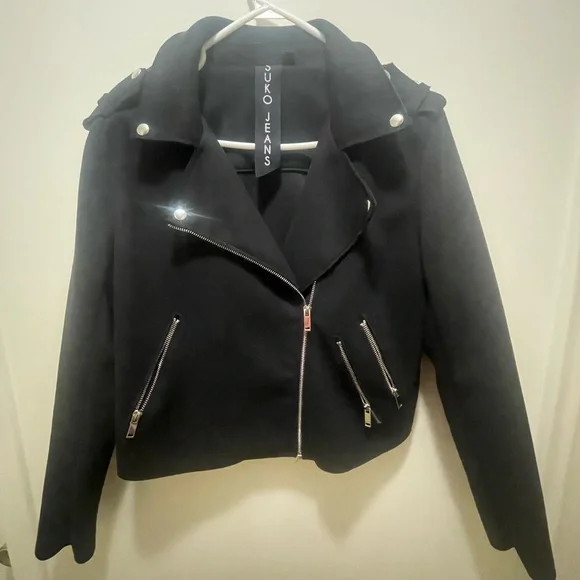 SUKO Jeans Black Moto Jacket Women's Size Large - Picture 3 of 9